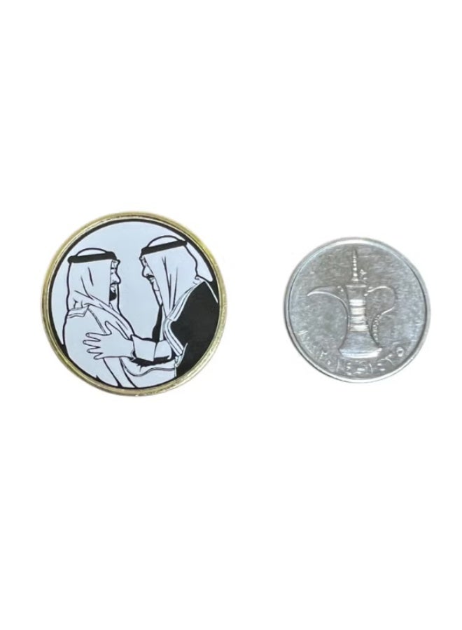 شارة مغناطيسية للوحدة بين الإمارات والكويت - شارة وطنية بسيطة باللونين الأبيض والأسود - تصميم تذكاري أنيق - Image 2